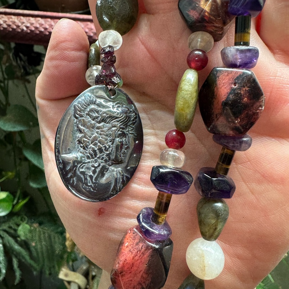 Precious gemstones and Hematite Demeter Cabochon